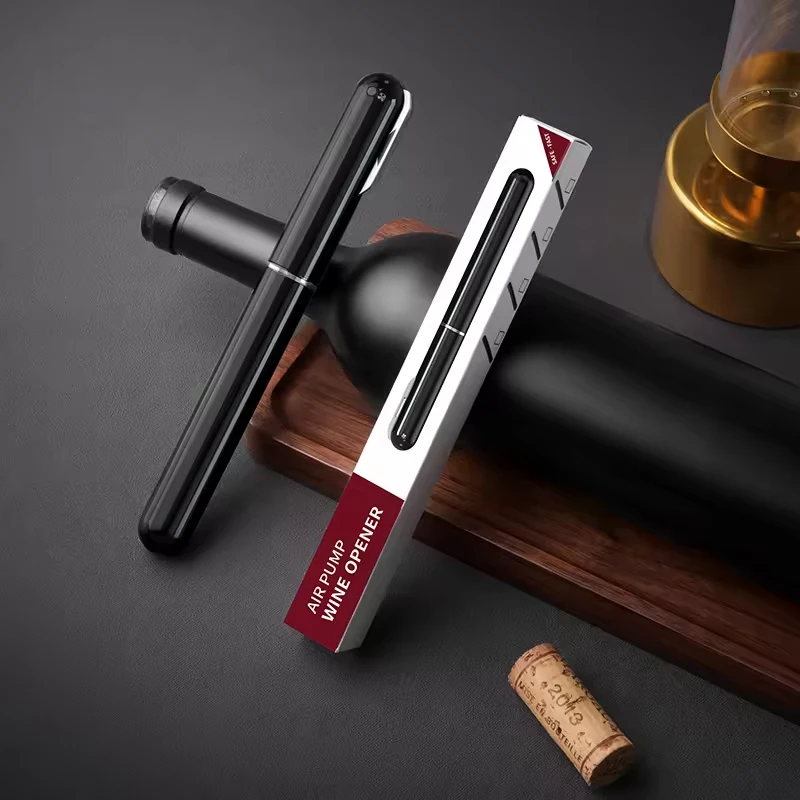2 in1 Portable Handheld Air Pressure Corkscrew Easy-Open Air Pump Wine Opener Cork Remover with Foil Cutter