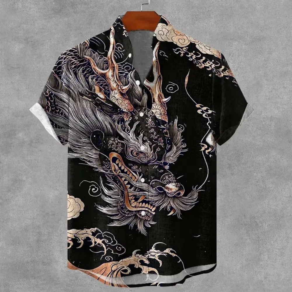 

New Japanese style Samurai Cat 3D printed men's shirt with rice background short sleeved casual shirt