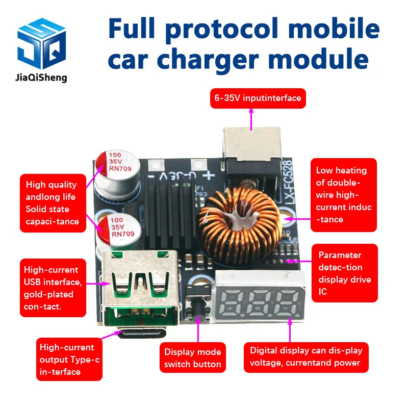 65W Full Protocol Mobile Phone Fast Charging Module PD Fast Charging Board QC4.0 3.0 For Huawei iPhone Flash Charging