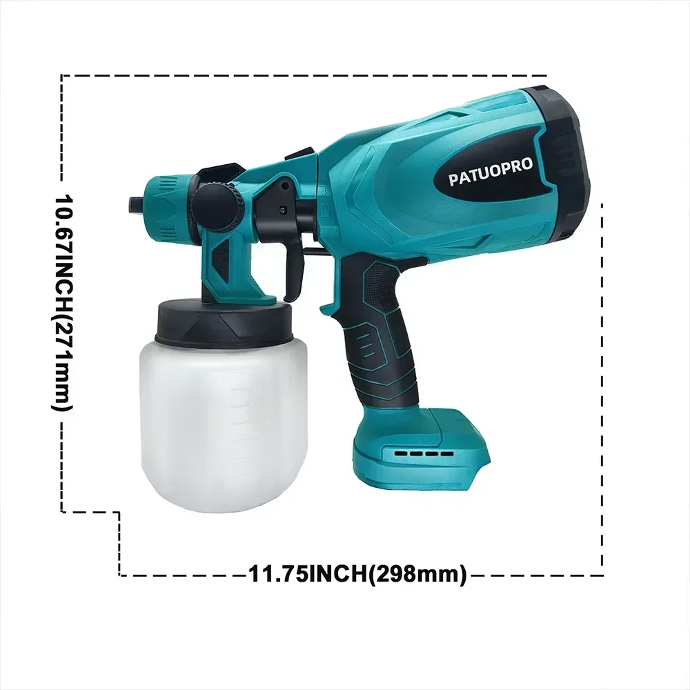 Imagem -02 - Pistola Pulverizadora Elétrica sem Escova Pulverizador de Tinta sem Fio Aerógrafo de Revestimento de Aço para Móveis Automotivos para Bateria Makita de 18v sem Bateria