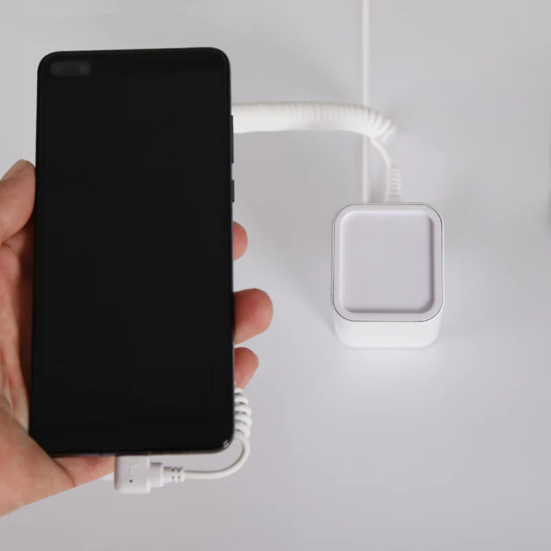 White Mobile Phone Security Anti-Theft Alarm Stand Charging Compatible iPhone Display Burglar Alarm System Holder With Claw