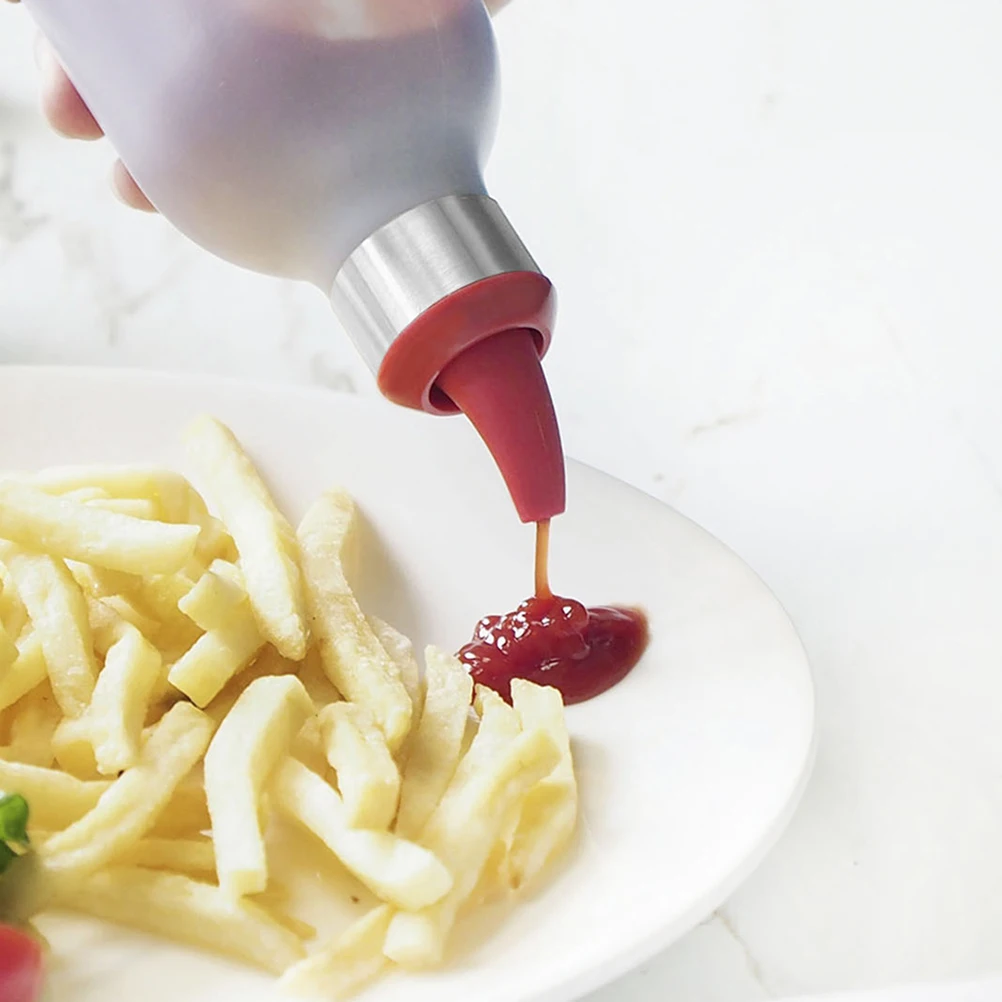

3pcs Squeeze Bottle Condiment Dispenser With Mouth Plastic Sauce Container For Ketchup Mustard Soy Sauce Jam Salad Dressing