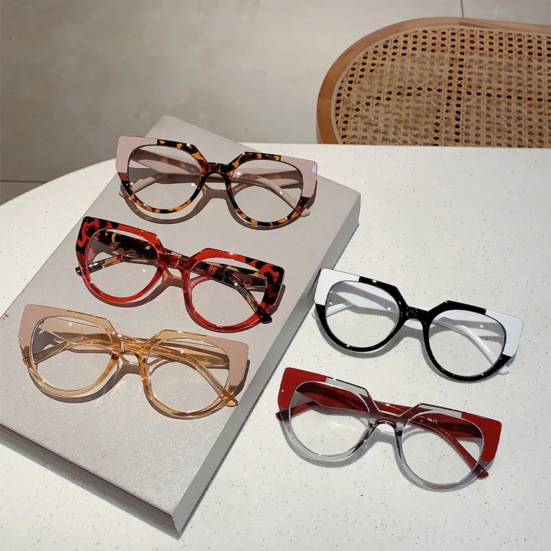 Trendy New Optical Eyewear Anti Blue Light Cat Eye Sexy Ladies Flat Glasses Spectacle Eyeglasses Frame Computer Eye Glasses