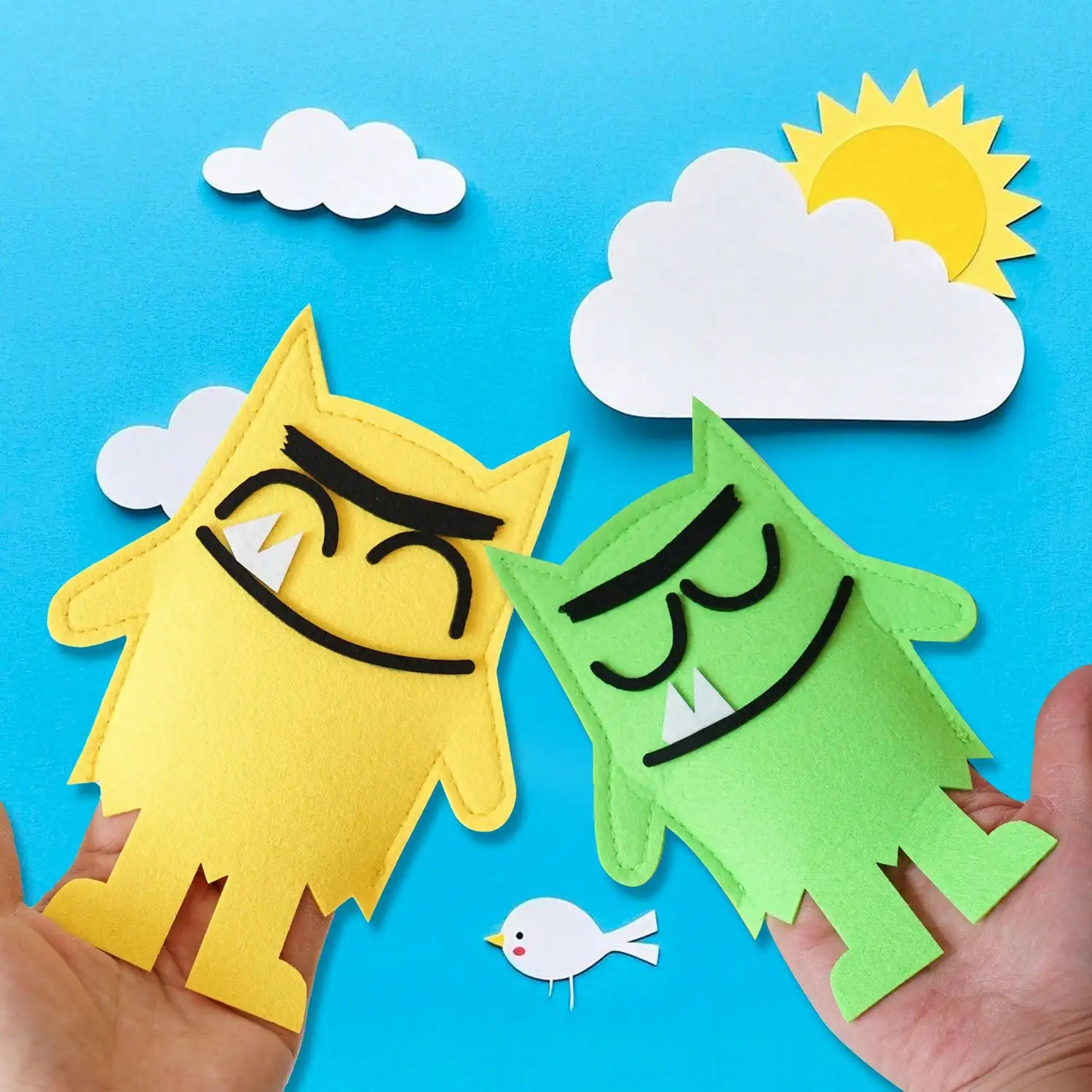 Emotionale Monster-Handpuppe, Filztafel-Geschichtenset, Geeignet für Vorschul- und Kindergarten-Geschichtenerzählen – Detail 2
