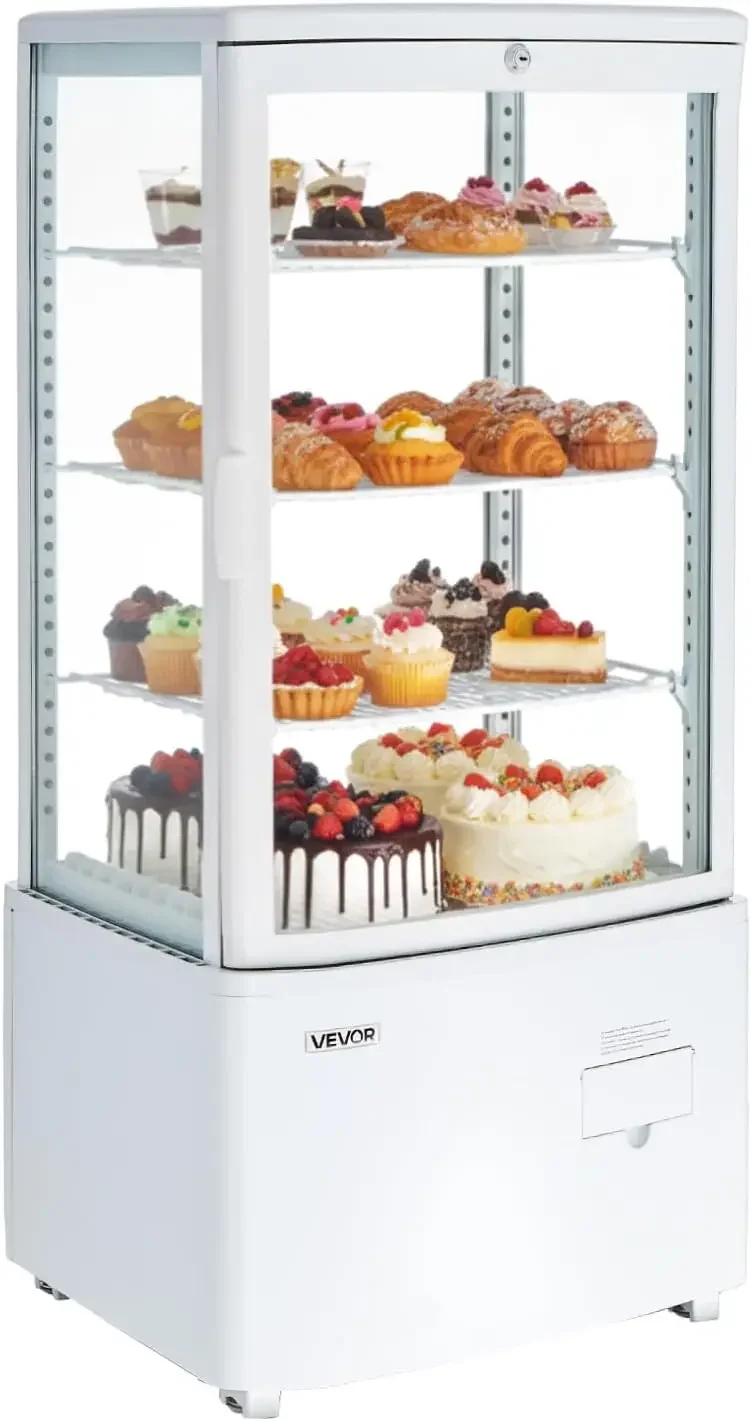 Refrigerated Display Case, 3 Cu.Ft./85L Countertop Pastry Display Case, 3-Tier Commercial Cake Refrigerator with LED Lighting