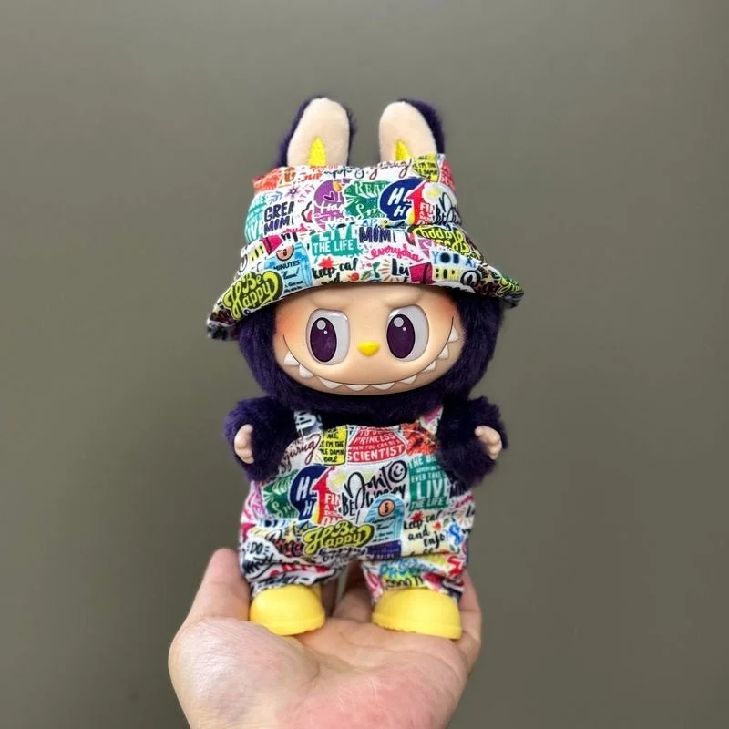 17 سنتيمتر ل Labubu موضة أفخم قلادة طبعة محدودة الملونة إكسسوارات دمي مهرجان الهدايا دمية موضة ملابس دمى