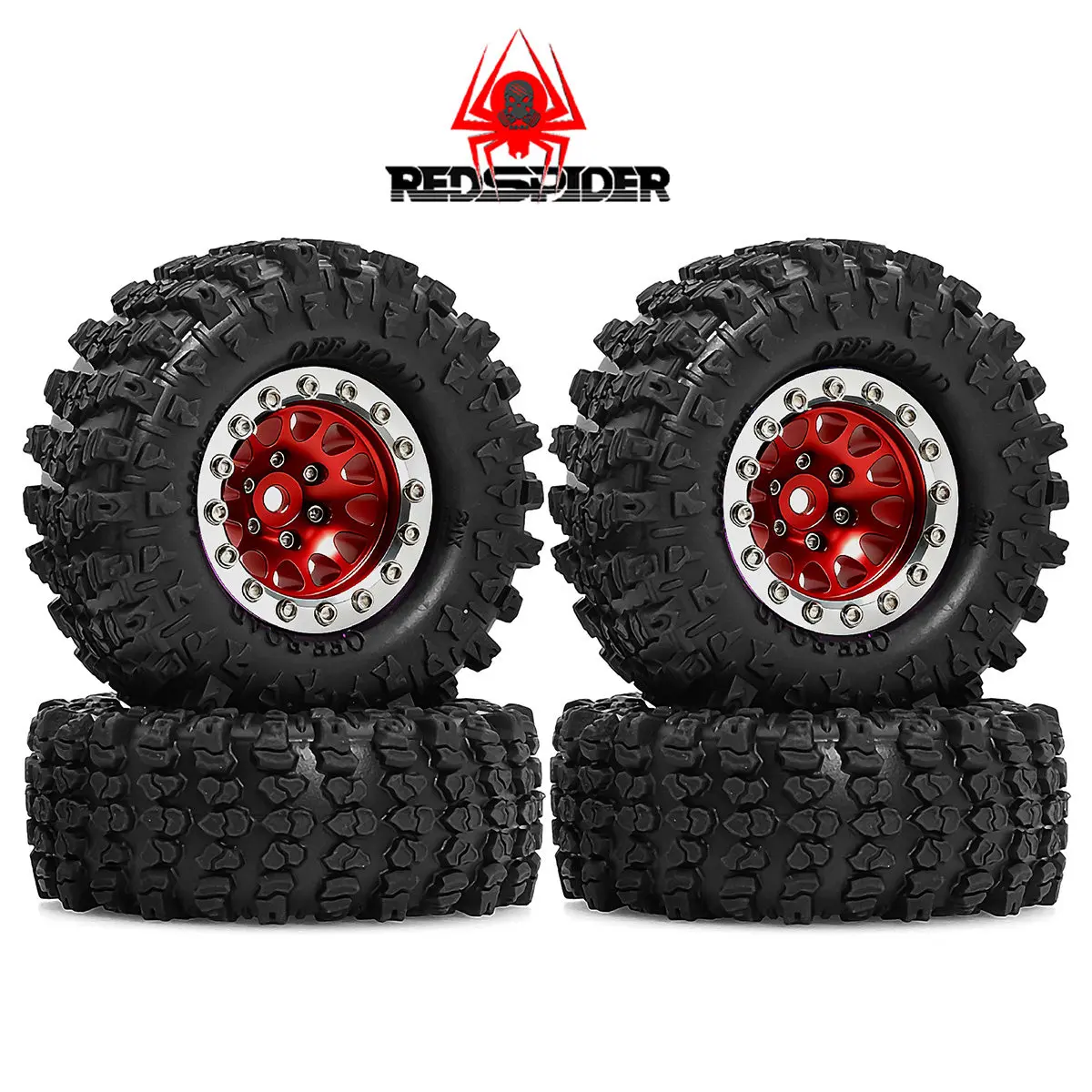 4 Neumáticos de Goma de 64 mm con Llanta Metálica para Coche RC 1/12 MN82 LC79, Accesorios de Mejora Metálicos