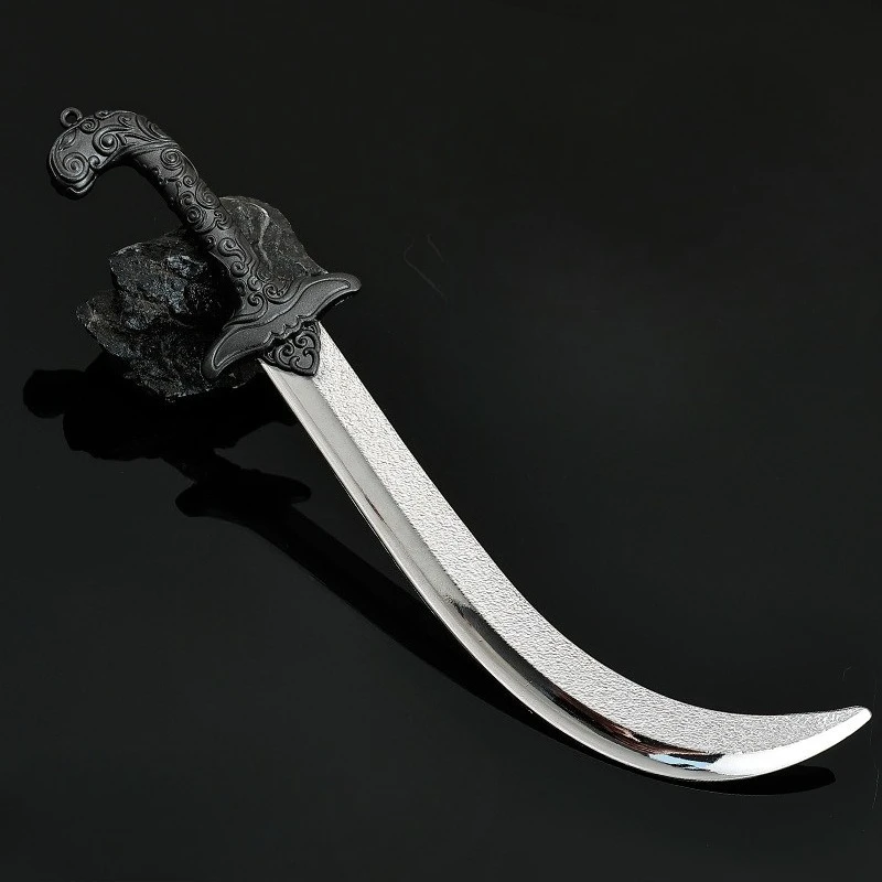 22cm/8.66in 영화 및 TV 주변기기 Scimitar 실제 강철 칼 게임 모델 키 체인 펜던트 공예 데스크탑 장식품 소년 선물