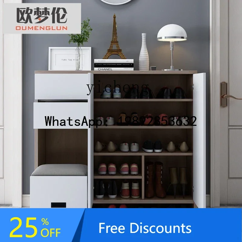 simple foyer with shoe cabinet Nordic multi-functional living room large capacity home creative shoe cabinet shoe cabinet
