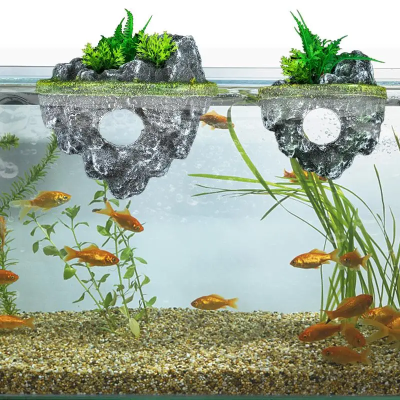 Aquarium Floating Island Fish Tank Landscape Suspended Rockery Decoration Floating Stone Tank Ecological Scenery Accessories