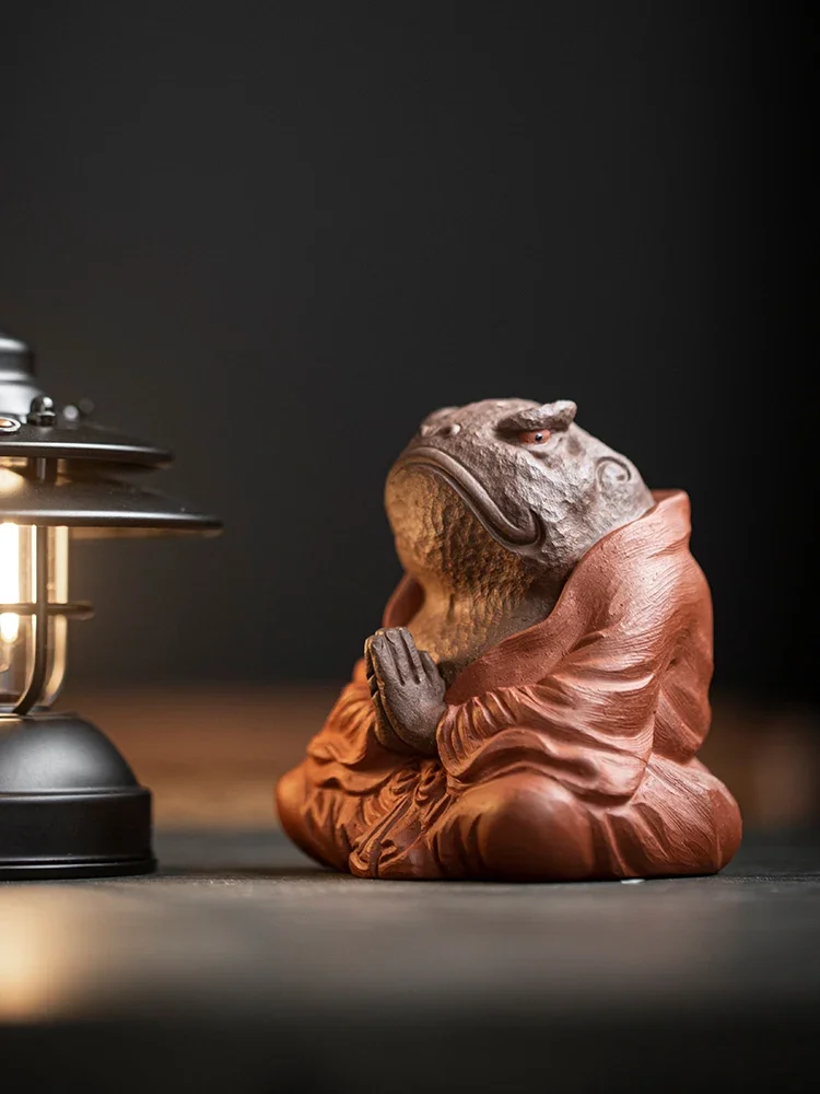 Purple sand toad fairy tea pet ornament boutique can be raised to attract wealth Golden toad Seiko fun pure handmade