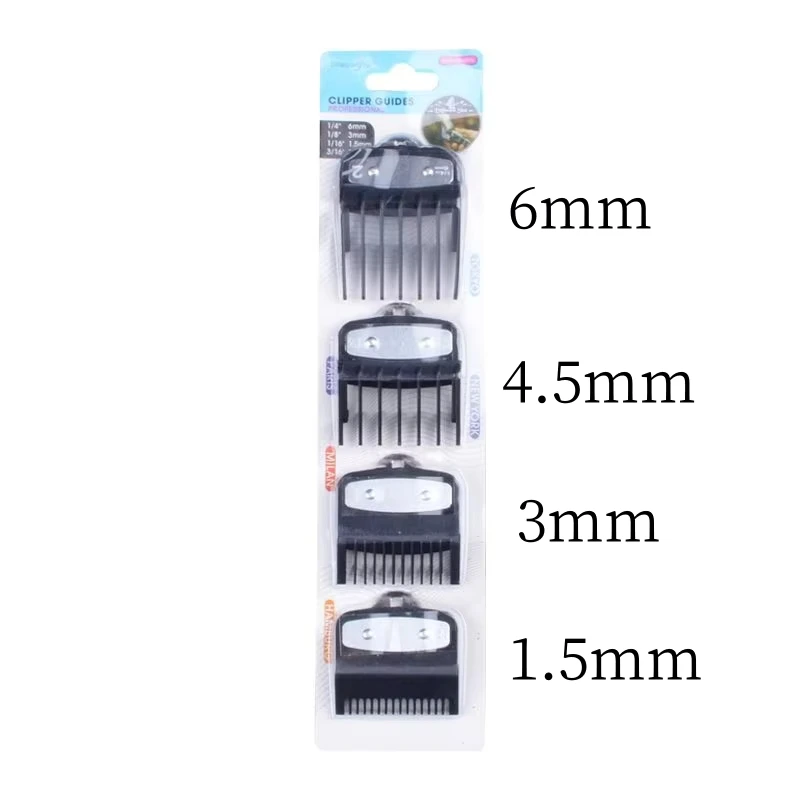 1,5mm 3mm 4,5mm 6mm Abstandskämme für elektrische Haarschneidemaschinen, professionelle Schneidführungskämme für Friseursalons, Schwarz Y0731 – Detail 25