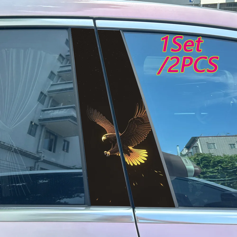 

2PCS Flying Eagle Car Stickers DIY Car B-pillar Cover Scratches Waterproof Durable Cartoon Automobile Decoration Auto PET Decals