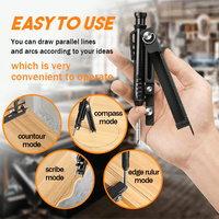 Multi-function Scribing Tool Carpentry Graffiti Line Measuring Hand Tools Aluminum Alloy Scribe Tool with Deep Hole Pencil