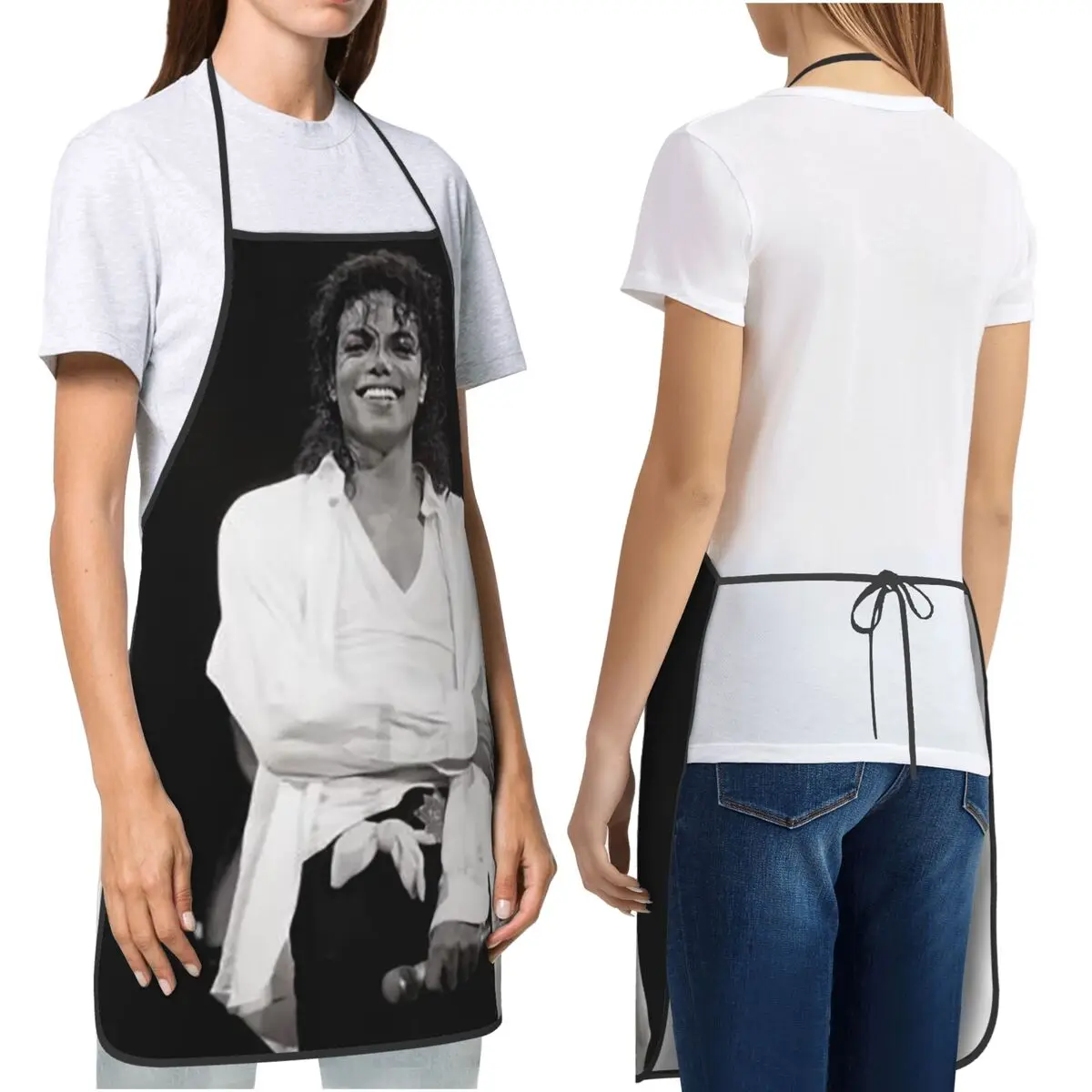 Michael Jackson Apron Chef Cooking Cuisine Tablier Bib Kitchen Cleaning Pinafore for Women Men Gardening