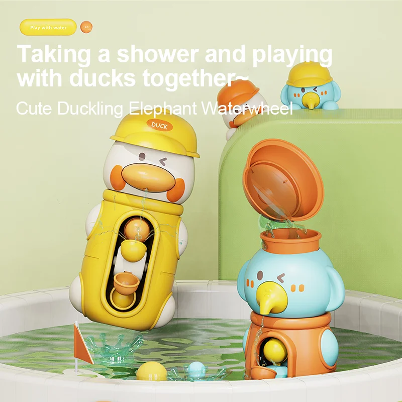 ألعاب حمام الأطفال الصغار (1-3 سنوات) - عجلة مائية قابلة للدوران ومغرفة مياه الحمام، ألعاب حوض استحمام ممتعة للأطفال الصغار