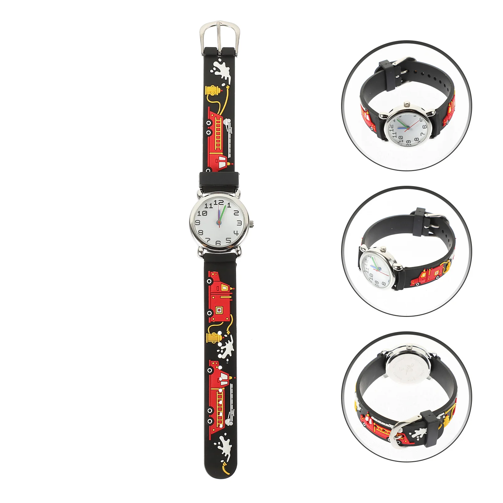 ساعة يد كارتونية لقتال الحرائق بنمط شاحنة قابلة للتعديل وخفيفة الوزن مقاومة للماء لطلاب الهدايا #3
