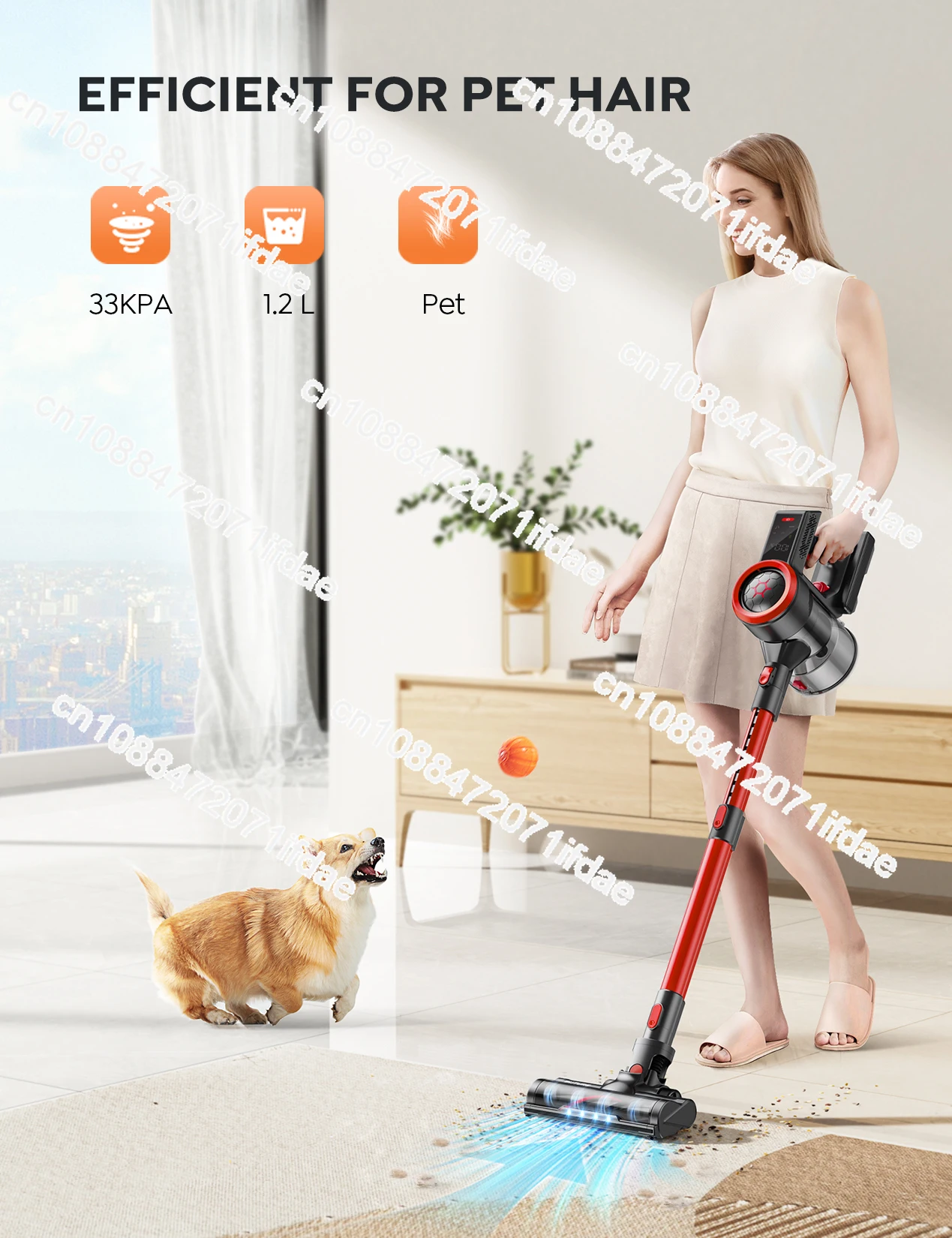 BuTure JR700 1.2L 1.2L Touch Screen Wireless Up to 55Mins Handheld Vacuum Cleaner 33Kpa Rechargeable Cordless Vacuum Cleaner