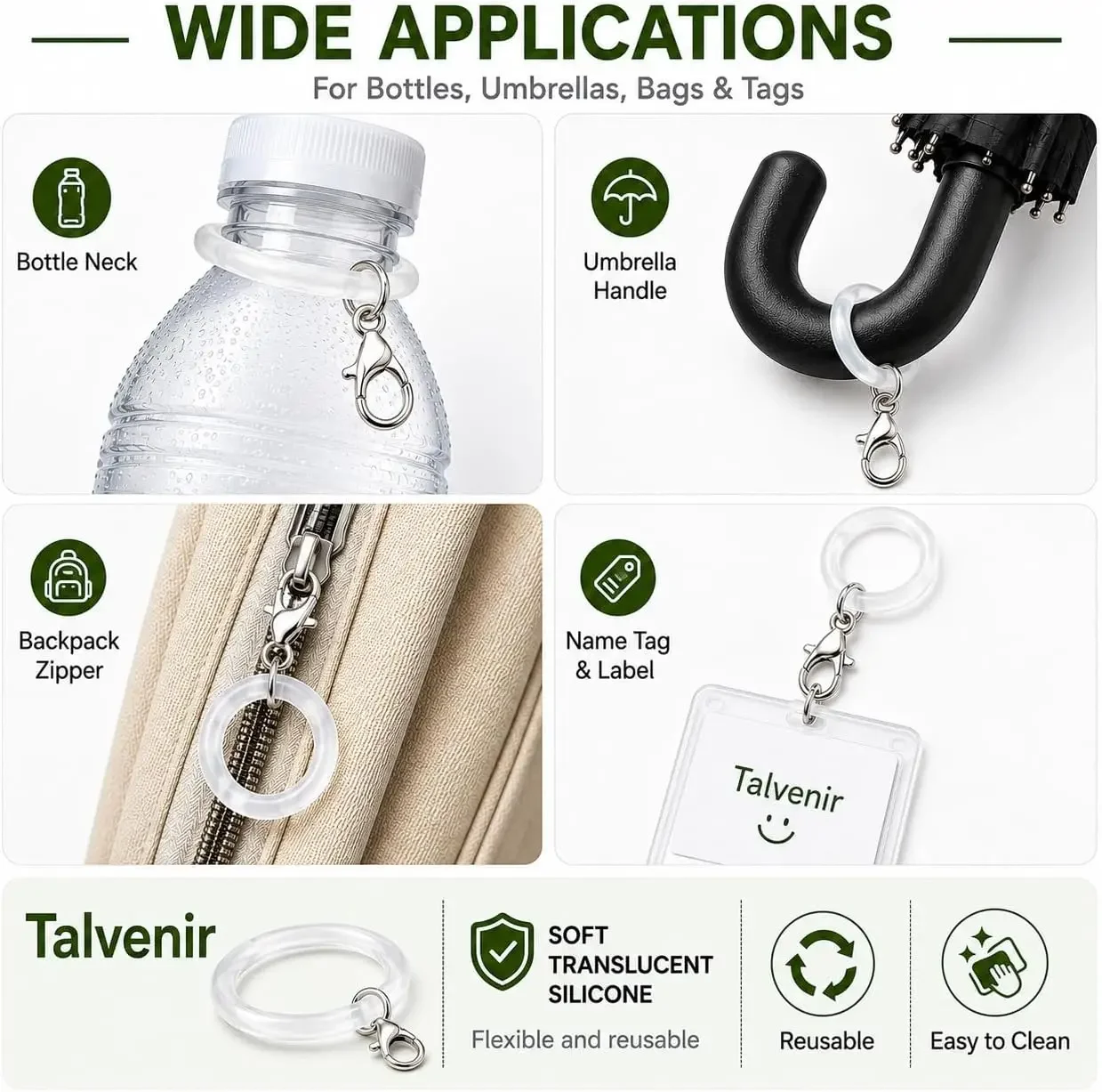 Transparenter O-förmiger Silikon-Schlüsselring, flexible Gummi-O-Ringe, Schlüsselanhänger-Verbinder, DIY-Schmuck, Taschenanhänger, kleines Zubehör – Detail 3