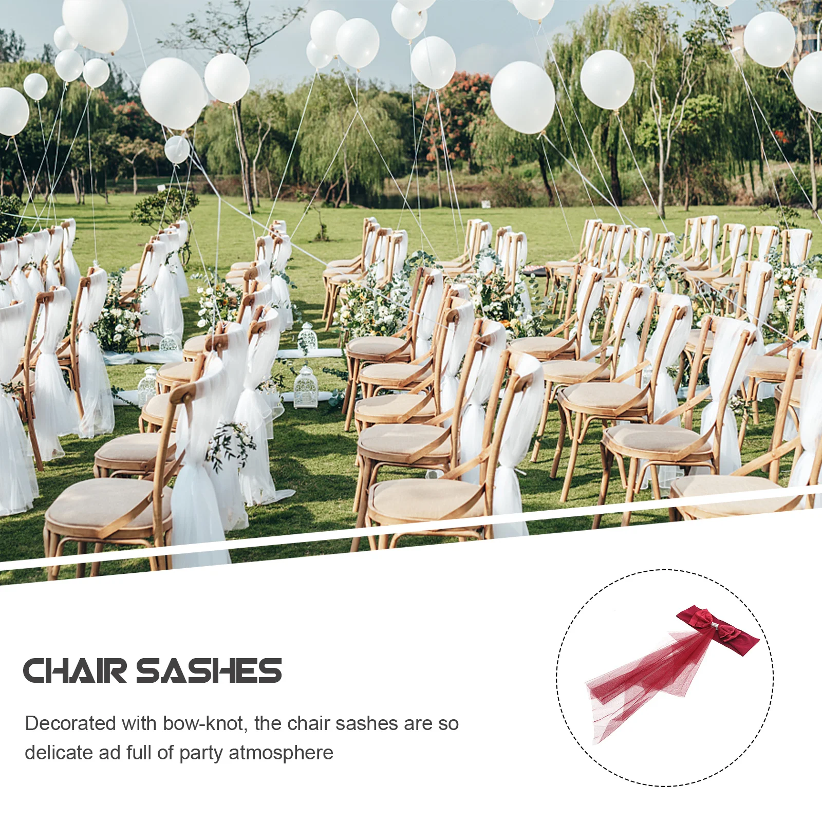 

10Pcs Chair Back Sashes Elegant Bowknot Wedding Banquet Party Decorative Chair Bows Bands Cover Sashes with Bows