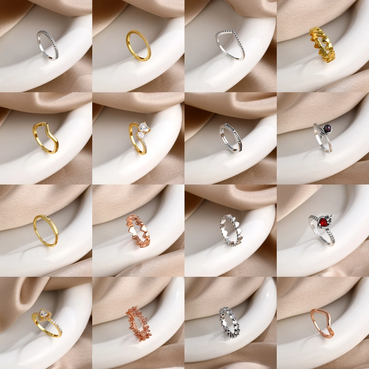 

Многоцветные штабелируемые кольца с кубическим цирконием, V-образные и в форме сердца, из серебра 925 пробы, модные украшения для женщин