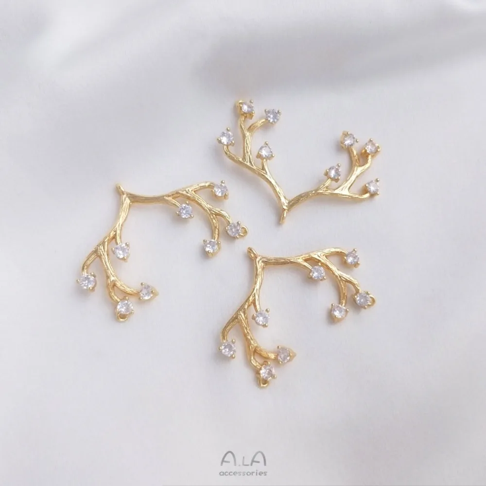 

1 шт. медные подвески 14 К золотого цвета, подвеска с ветчатыми циркониевыми рогами, двойной ремешок, подвеска ручной работы, ожерелье, аксессуары