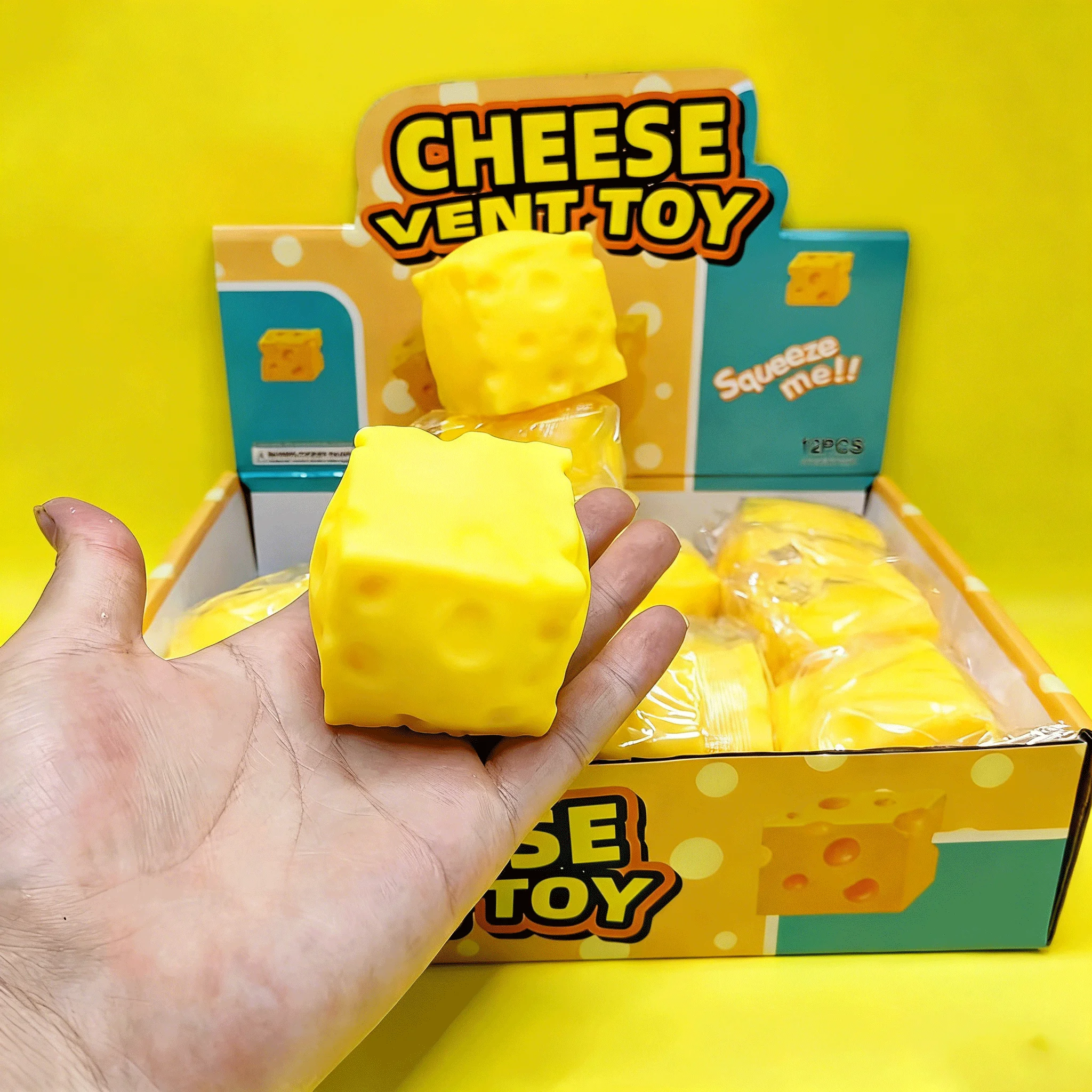 Portable Cheese Squeeze Toy Fidget Stress Relief Squishy Ball Slow Rebound for Desk Decor Decompression Toy for Kids Adults Gift image 5