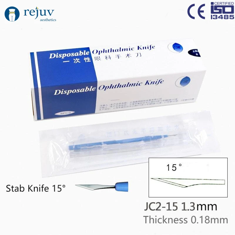 6-pc Pack Disposable Ophthalmic Knife with Three Different Blades Stab Knife Crescent Knife Keratome Knife