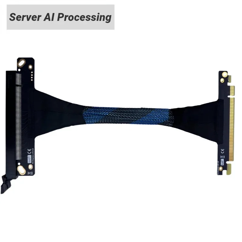 PCI-E 4.0 X16 kabel ekstensi kartu grafis Server GEN4.0, kabel adaptor GPU kawat berlapis perak jaring kepang untuk Server AI 32GB