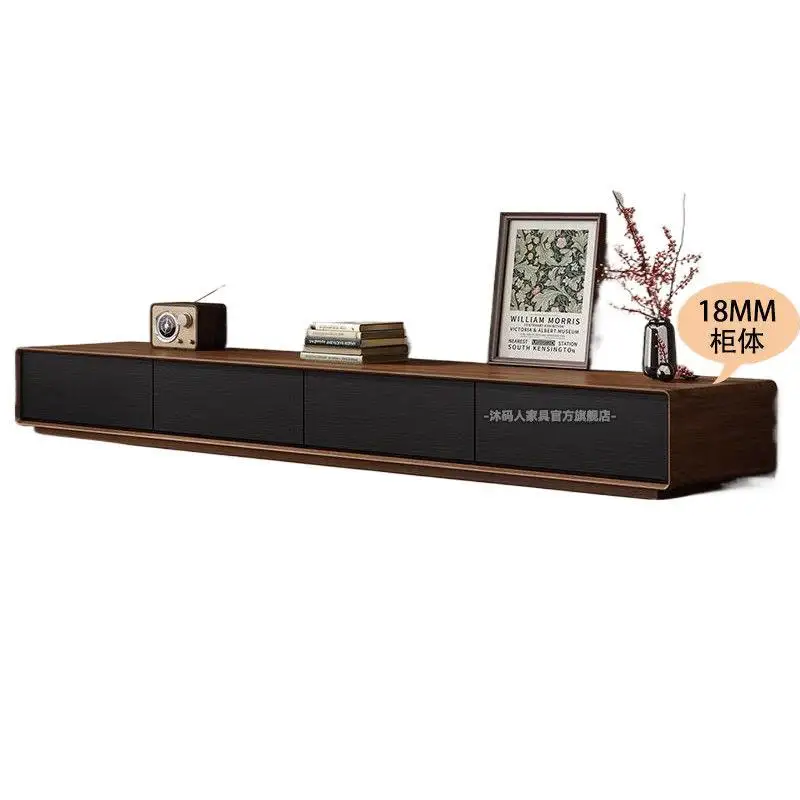 

Шкаф для телевизора из массива дерева от пола до потолка, комбинация журнального столика, гостиная для небольшой квартиры, простой современный шкаф