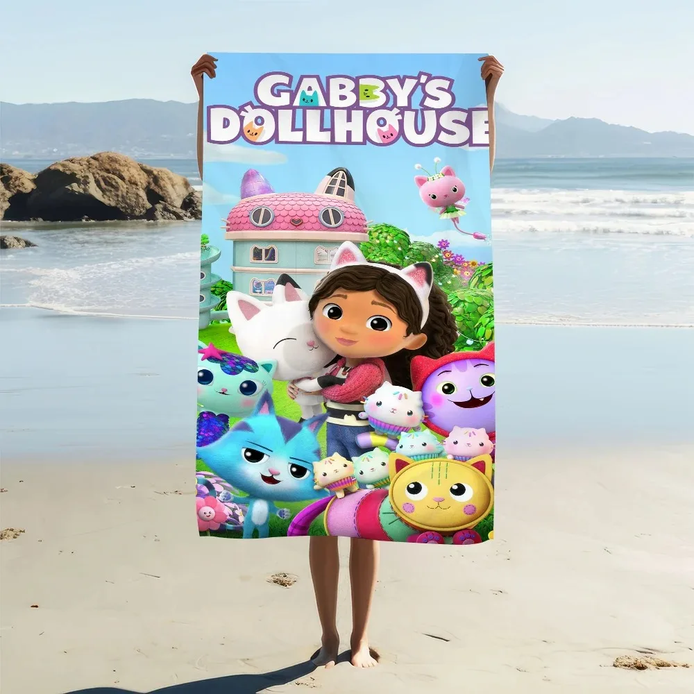 

MINISO Gabby's Dollhouse Cartoon Cute Microfiber Quick Dry Towel Large Beach Pool Gym Camping Travel Shower Sports Gift