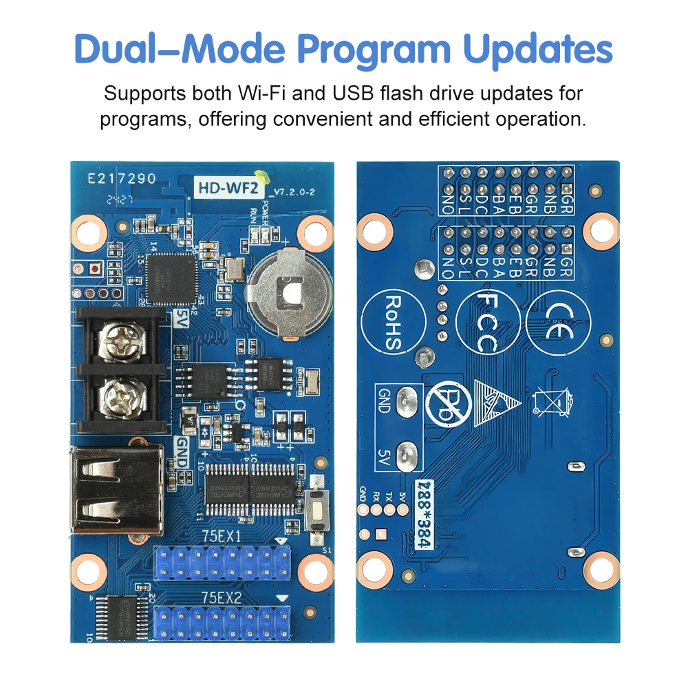 DC 4.2-5.5V HD-WF2 ワイヤレス LED コントローラー P4 P5 RGB パネル用屋内カラフルなドアディスプレイ電子キット
