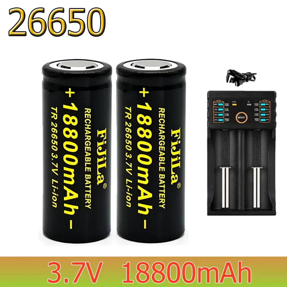 

3.7 V 50A lithium ion battery 18800mAh for 26650 LED flashlight + charger 100% Original high quality 26650 battery