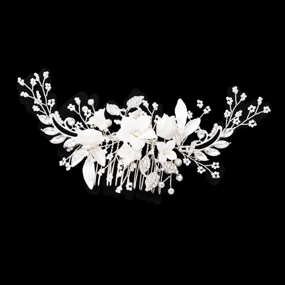 Handgemachte Blumen Hochzeit Haarkamm Clip für Braut Strass Braut Haar Kamm Haarschmuck für Bräute Novia Accesorios