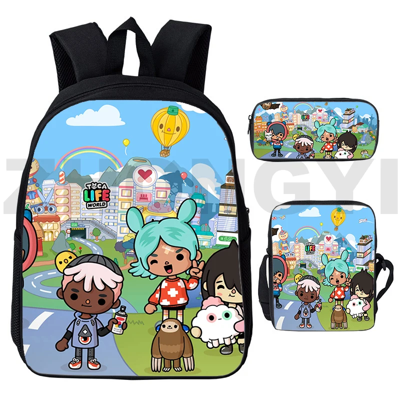 

Trendy Toca Life World Game Backpacks Teenager 3D Anime Toca Boca Bag Men Bookbags 3 Pcs/set Knapsack for School Backpack Travel