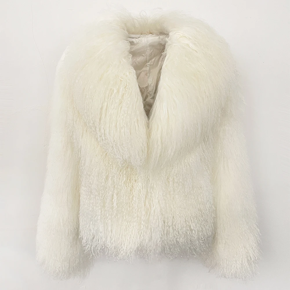 OFTBUY Natural Mongolia Sheep Fur Coat 2025 Winter Clothing Women Fashion Warm Thick Clothes Lady Elegant Real Fur Coat Female