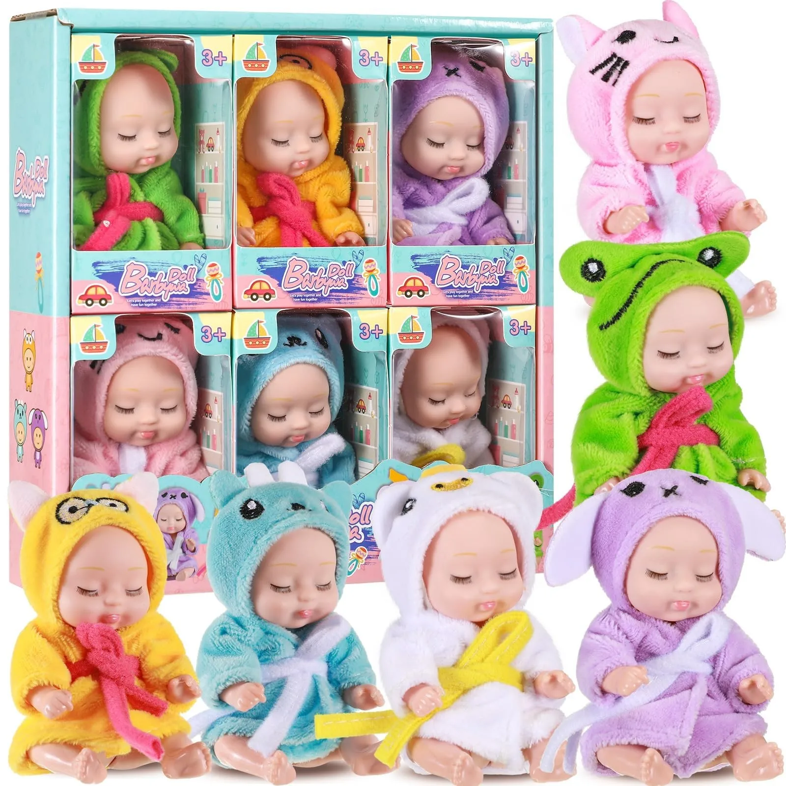 4 Inch Baby Dolls 6pcs Set Realistic Baby Dolls Toys With Cute Handmade Doll Clothes For Suitability Kids 3 And Up