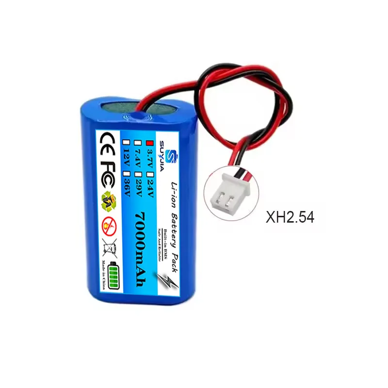 3.7V 1S2P 7000mAh 18650 Fan/Speaker/Fishing LED Light/Outdoor Light Lithium Battery (XH2.54-2P/SM) Low Power Consumption 3.7V