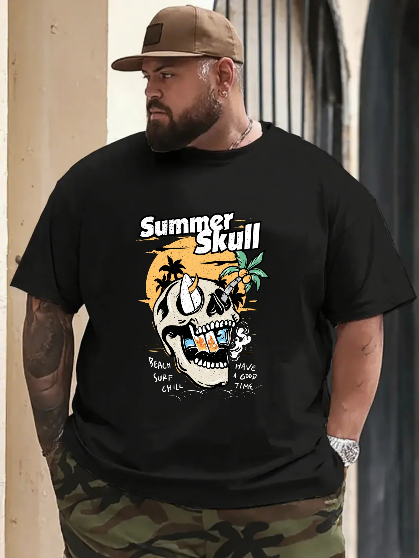 

Men's Hip Hop Cartoon Character T-Shirt Retro Street Style Casual Cotton Tees