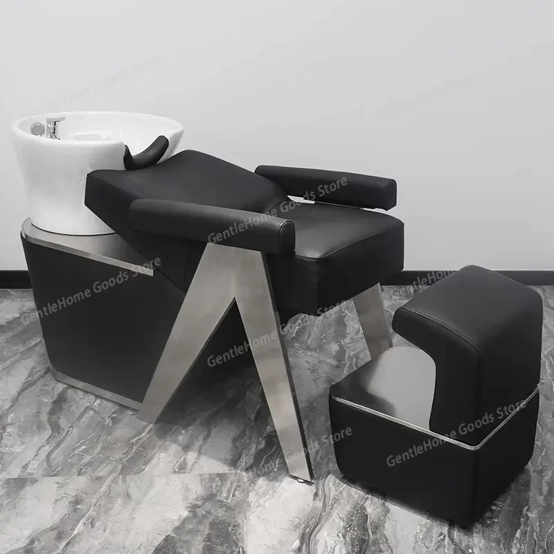 

Funky Lying Shampoo Bed Luxury Hair Spa Hoop Massage Shampoo Chair Treatment Bed Hairdressing Premium Cadeira Hotel Furniture