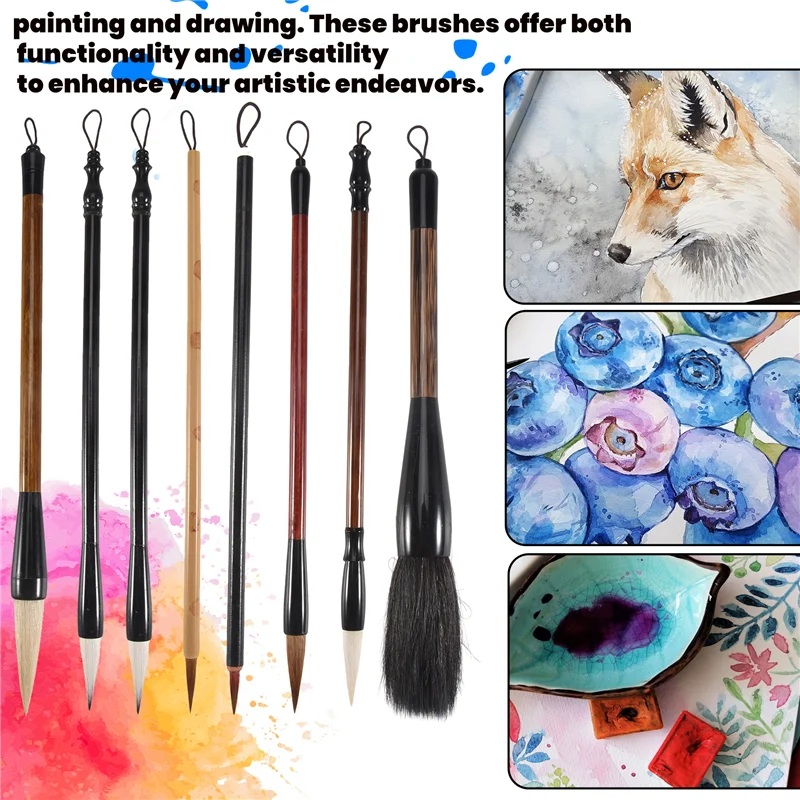 

Professional 12PCS Chinese Calligraphy Brushes Set With Roll-Up Holder, Perfect For Watercolor, Kanji, Sumi Painting & Drawing,