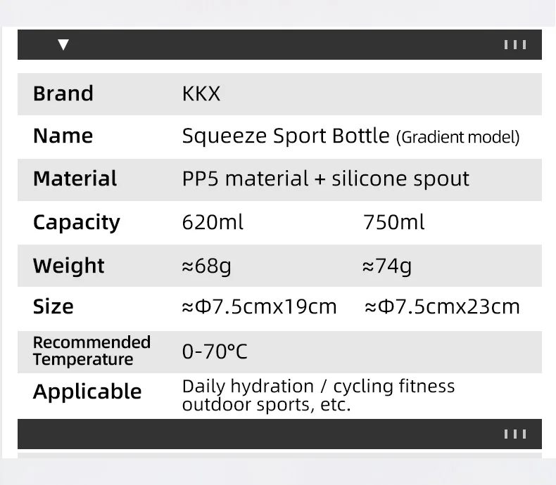 KKX 620 ml/750 ml Große Kapazität Fahrrad Flasche MTB Rennrad Outdoor Sport Auslaufsicher PP5 Tragbare Wasser flasche Radfahren Wasserkocher – Detail 3
