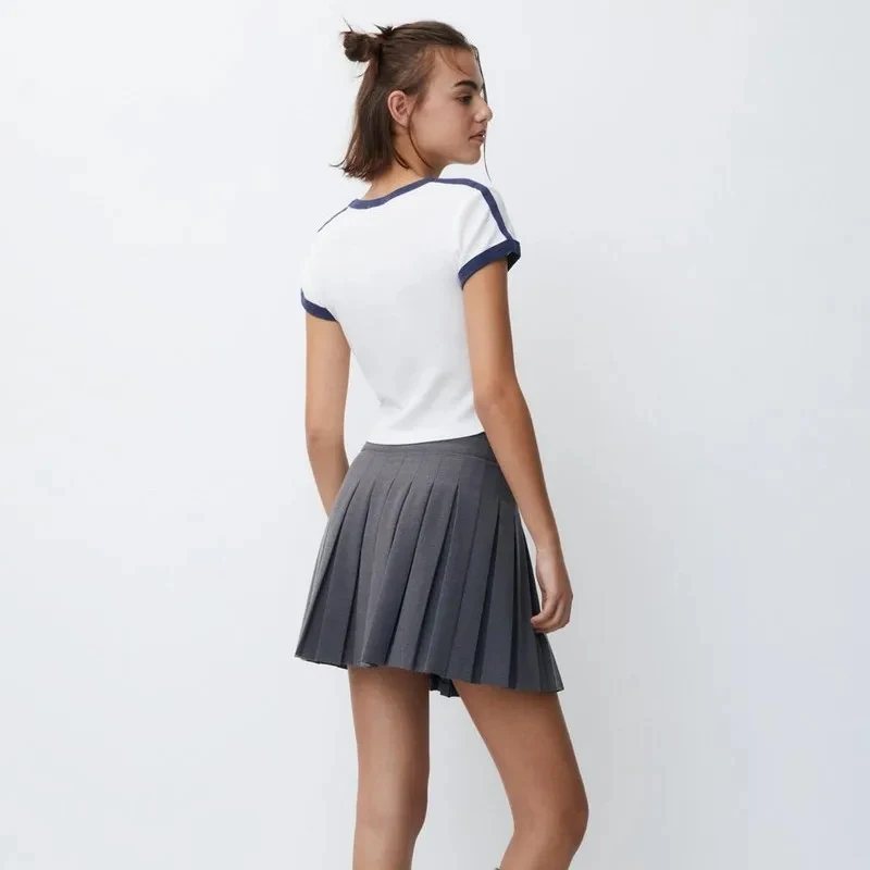 Camiseta de bebé Grunge Vintage de manga corta Y2k, ropa de verano, Tops cortos con estampado de letras de Inglaterra, ropa de calle gótica de estilo brasileño