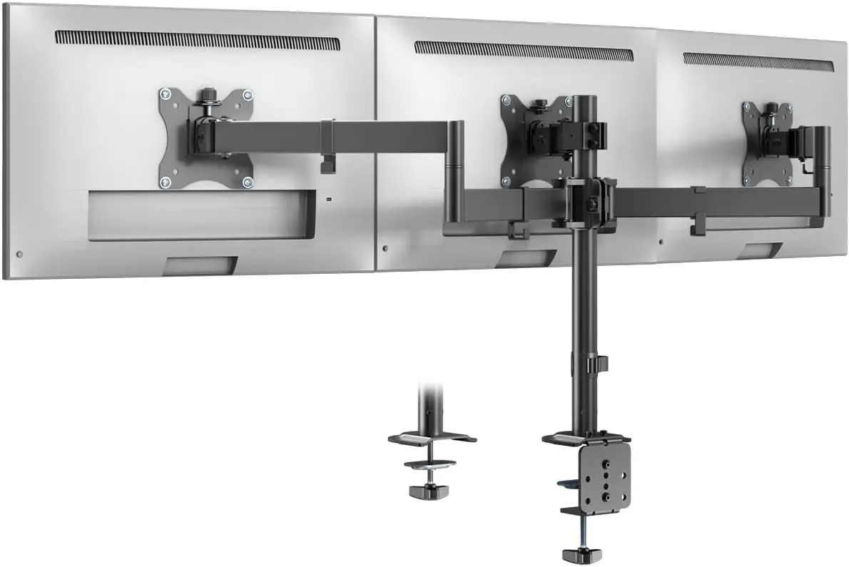 Triple Monitor Mount for 13-27" Screens, Fully Adjustable, 22 lbs Capacity, VESA 75/100mm