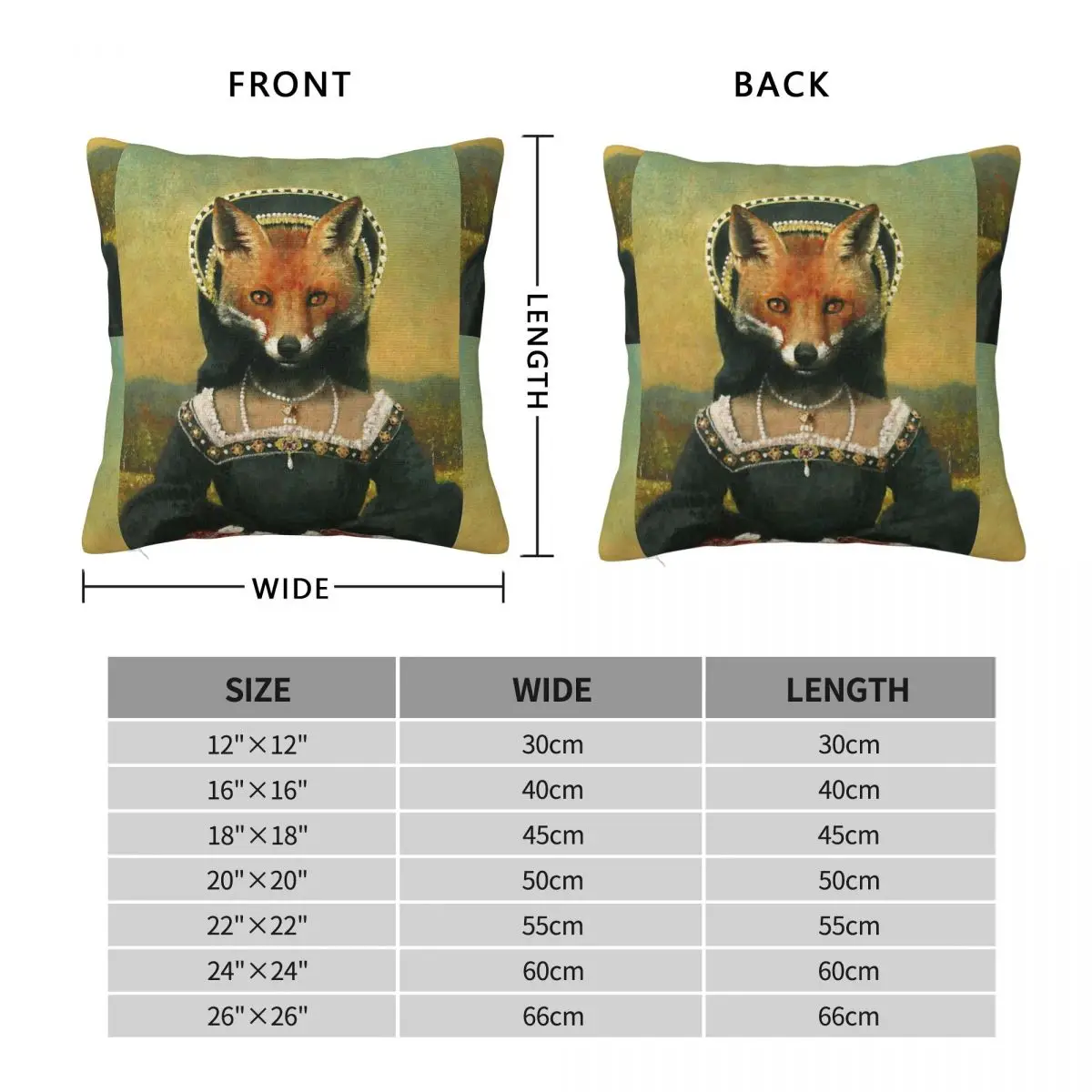 Tudor Vixen Square Pillowcase Polyester Linen Velvet Pattern Zip Decorative Pillow Case Home Cushion Case