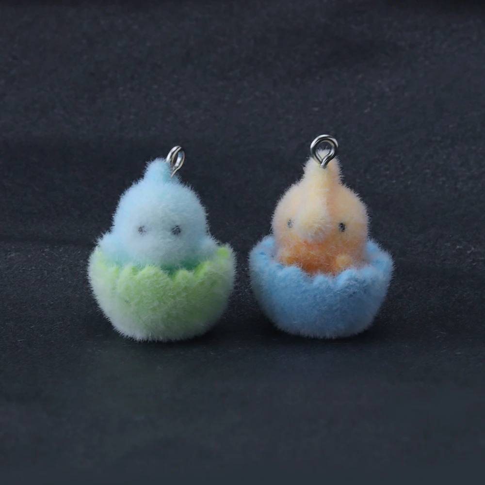 

10pcs Resin Flocking Dinosaur Egg Diy Charms Hatching Small Animal Pendant for Mobile Phone Chain Keychain Bag Car Pendant