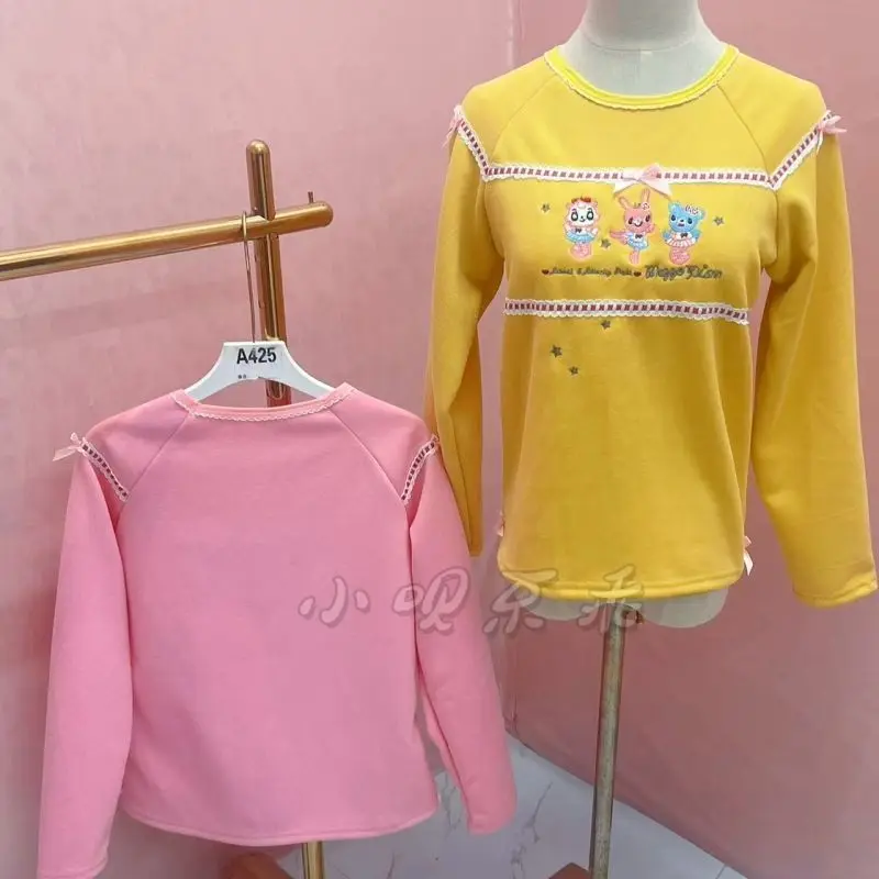 Japanese Cartoon Cute Print Hoodie Sweatshirt Women's Children Sweet Grunge Aesthetics Spring Autumn Princess Tops Tees Pink