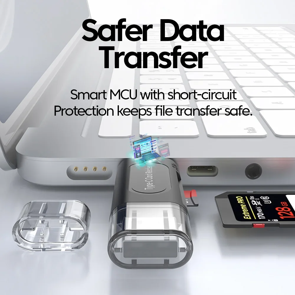 4-in-1 SD TF متعددة الوظائف USB TYPE-C قارئ بطاقات تخزين خارجي أسود قابل للتمدد لذاكرة عصا USB 2.0 قارئ بطاقات SD TF صغير