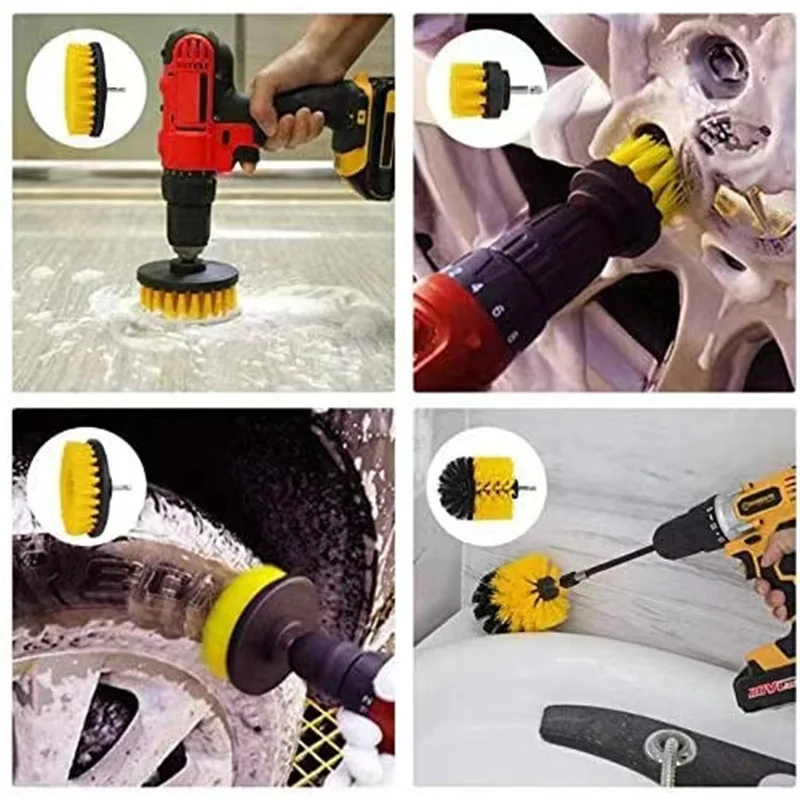 

3Pcs Electric Scrubber Brush Drill Brush Kit Power Drills Scrubber Brush for Carpet Glass Car Tires Nylon Brushes 2/3.5/4''