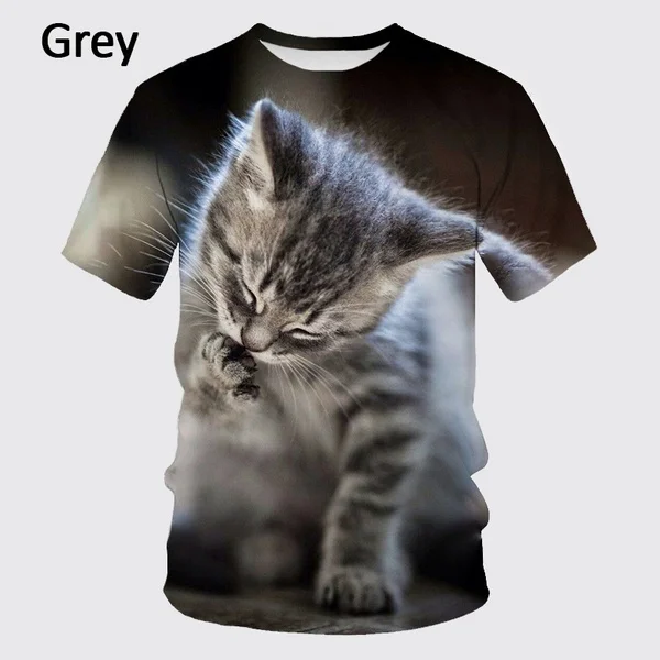 Plus Size Women's New Fashion Cute Cat 3D Printing T-Shirt Men's Ladies Casual Short Sleeve T-Shirt Best Choice